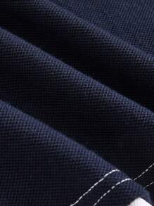 Tween Boys Casual Versatile Comfortable Letter & Graphic Print Color Block Polo Collar Half-Zip Short Sleeve Knit Top - Multicolor - View 6