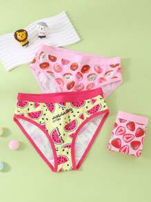 3 Pairs Set Girls Cute Sweet Comfortable Simple Panties, Girl Teen Triangle Briefs
