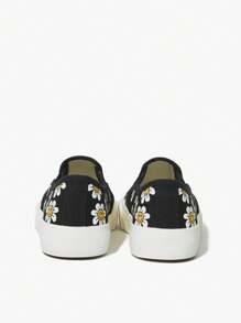 JNSQ Spring/Summer Fashion Floral Versatile Casual Sports Canvas Vulcanized Flat Slip-On Children Sneakers - Black - View 4