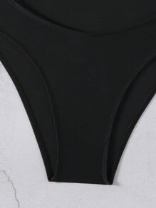 SHEIN Swim Luksusowy seksowny Hollow Solid Color Halter Pearls Decor jednoczęściowy kostium kąpielowy, letni strój na plażę dla kobiet
