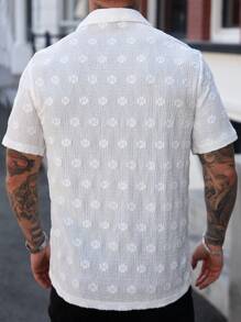 Manfinity Homme Men's Casual Solid Color Textured Short Sleeve Shirt Shirts For Beach Men Men Fashion Shirts Men Clothes Men Shirts Casual Shirts For Men Summer Shirt For Men Summer Men Tops Best-Selling Outfits Husband And Boyfriend Gifts For Friends