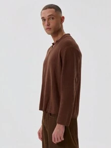 Musero V Neck Collared Knit Jumper