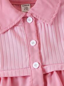 Vestido-camisa de punto rosa de moda para niña bebé (manga corta), verano