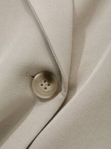 Dazy-Less 女士纯色商务休闲短袖西装外套和长裤套装 Old Money - 杏色 - 查看 7