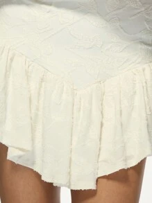 MISSGUIDED Devore Long Sleeve Mini Dress With Pointed Hem Ruffle Detail Square Neck Party Evening Winter Fall Special Occasion Elegant Flirty Holiday - Apricot - View 3