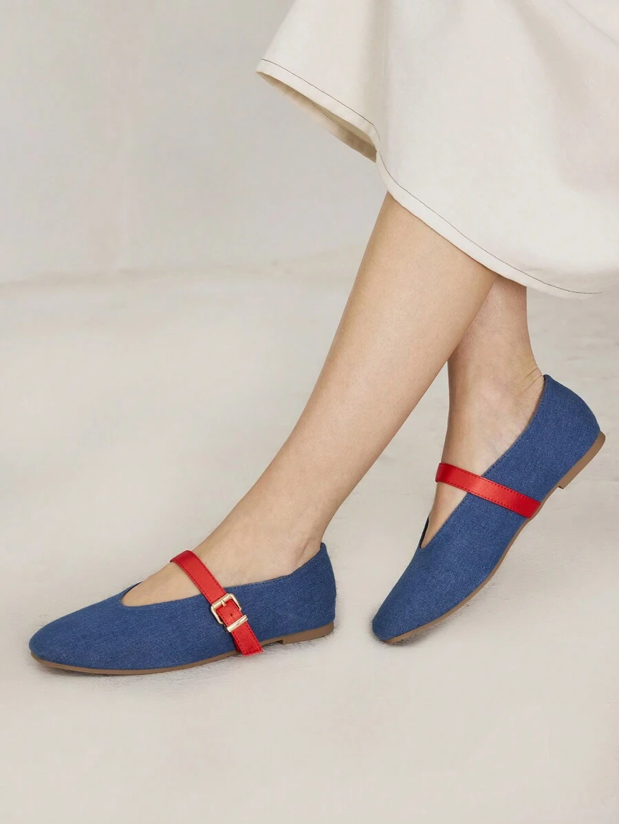 MOTF PREMIUM WOMEN'S COMFORTABLE CASUAL VERSATILE COLORBLOCK FLAT LOAFERS SPRING SHOES SPRING BREAK EASTER - Blue - View 2