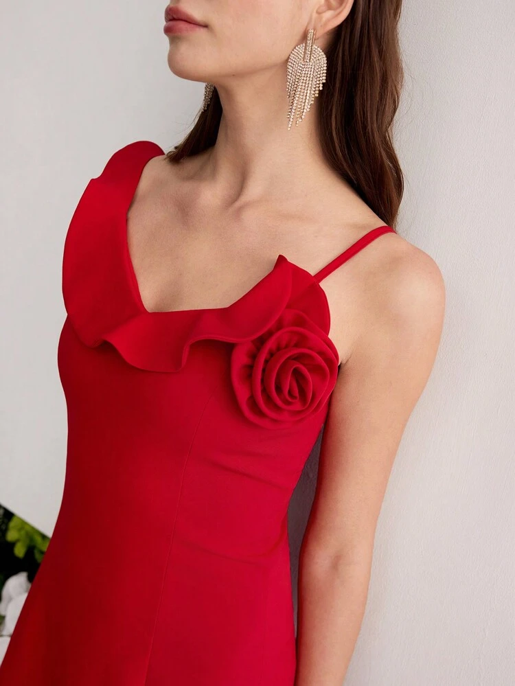 STEREO FLORAL SPLIT HEM DRESS