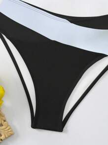 Swim Vcay Color Block Two-Piece Bikini Swimwear Set For Beach Summer Vacation
