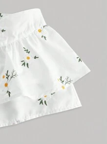 SHEIN MOD Women White Embroidered Low Waist Skort,Vacation Woman,Summer For Women,Beach For Woman,Spring For Women,Western Wear Women,Concert Women,Floral Skort - White - View 3