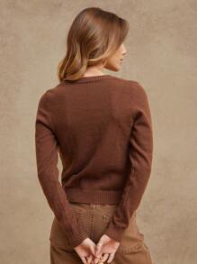 WESTFADE Cárdigan de punto con cuello redondo, botones delanteros y manga larga para uso en verano, para mujeres