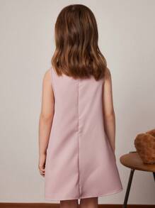 PrepCrw Young Girls' Collared Sleeveless Woven Dress, Pink