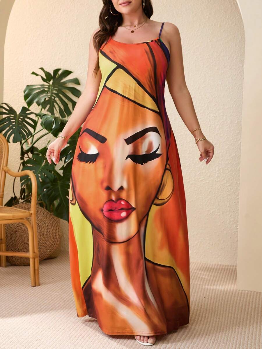 Breezaya 大码女式波西米亚风图案吊带裙，适合夏季