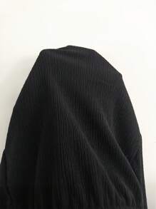 Swim Basics Summer Outfits For Women Summer Vacation Beach Solid Color Drawstring Waist Backless Halter Cover Up Romper - Black - View 7