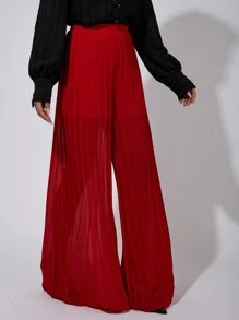 COSMINA Women's Elegant Pleated Wide Leg Long Pants In Red, Suitable For Commuting, Spring/Summer