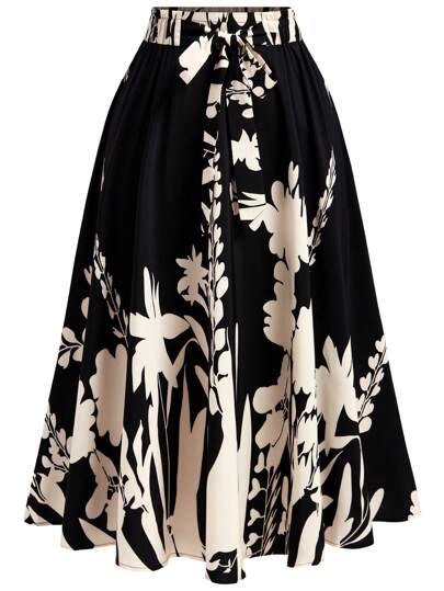 Rometta Falda estampada con flores de talla grande y posicionamiento, versátil y práctica