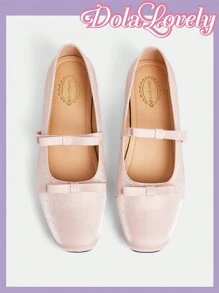 Dola Lovely Women Plus Size Elegant And Sweet Blue Satin Criss-Cross Metal Buckle Ballet Flats, New Arrival Spring