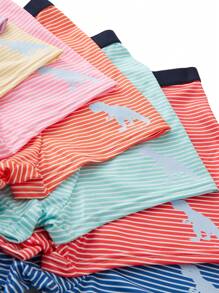 7pcs Milky Silk Striped Casual Waistband Underwear For Teenage Boys