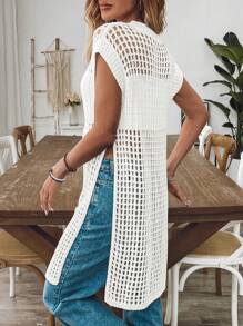 Breezaya Cárdigan largo y versátil sin mangas, con abertura lateral, para primavera y verano