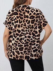 SHEIN Clasi Chemise décontractée avec imprimé léopard grande taille, mode pour le port quotidien