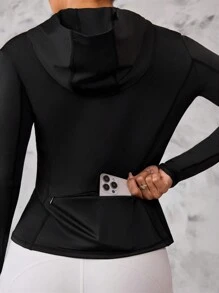 SHEIN Sport Studio Perforated Hoodie, Minimalist Fashion Casual Everyday Wear