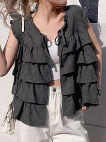 FRIFUL Women's Ruffled Cardigan Jacket, Cute Summer Top, Adorable Blouse