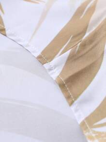 Manfinity RSRT Men Beach Outfits Tropical Print Shirt & Drawstring Waist Shorts - Khaki - View 7