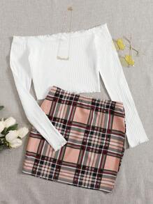 SHEIN Essnce Bộ thời trang Xù nhỏ kẻ sọc Thanh lịch - Nhiều màu - Xem 5