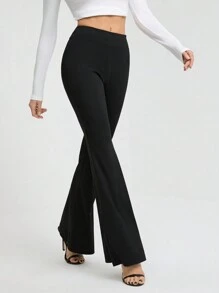 SHEIN Tall Casual Solid Color Pants, Simple & Fashion For Daily Wear - Black - View 4