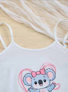 Set de 2 piezas Pijama con estampado de coala y corazón lindo para niñas, a juego madre-hija
