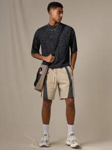 Manfinity VCAY Men's Knitted Casual Daily Fashion Loose Waist Elastic Waistband Shorts - Multicolor - View 1