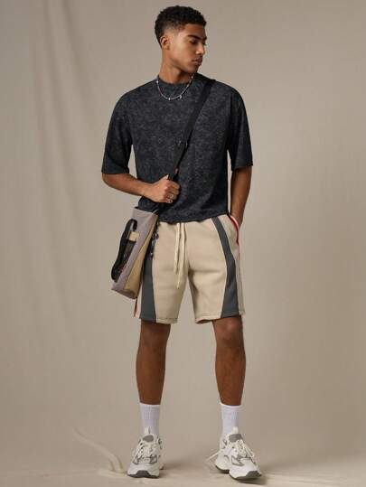 Manfinity VCAY Men's Knitted Casual Daily Fashion Loose Waist Elastic Waistband Shorts