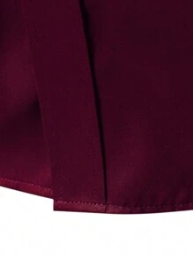 Calvornis Áo sơ mi nam tay dài màu trơn cài nút đơn giản, thường ngày và công sở, áo sơ mi trang trọng, áo sơ mi công sở thường ngày, áo sơ mi đỏ cho nam, mùa thu - Màu Đỏ Sâu - Xem 5