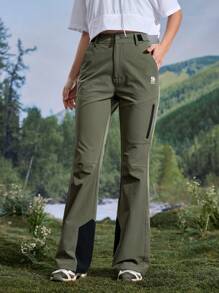 In My Nature 女式山地印花口袋喇叭裤户外徒步女装 - 軍綠色 - 查看 5