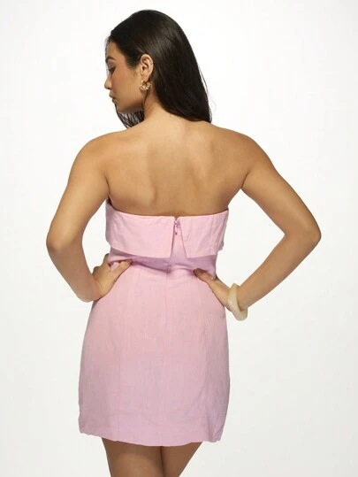 slim fit dress slacks Lea Tweed Sleeveless Mini Dress - Baby Pink