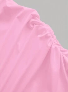 SHEIN Privé Đầm dài xếp ly trơn cho nữ - Hồng - Xem 7