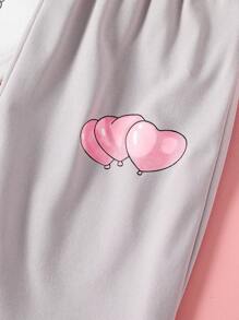 Spring/Summer Casual Cartoon Elephant Print Round Neck Short Sleeve T-Shirt And Shorts Set - Multicolor - View 6