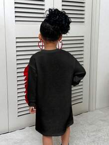 WESTFADE Young Vestito casual casual a maniche lunghe con collo a giro e patchwork a volant per ragazze giovani