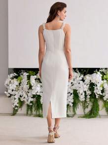 MOTF PREMIUM VESTIDO CON DECORACIÓN DE PERLA ARTIFICIAL
