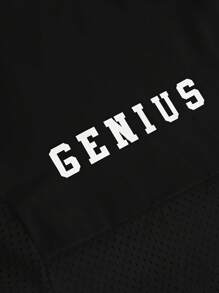 SHEIN Girlism 青少年女孩两件套 - 黑色图案 T 恤和工装裤，带数字和字母印花对比色面板，运动街头休闲装 - 黑色 - 查看 4