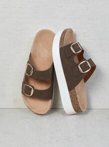 SHUZIA Damskie sandały typu slip-on z odkrytymi palcami, codzienne, klasyczne, do użytku wewnątrz i na zewnątrz, z PU