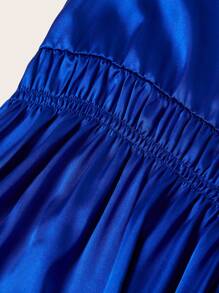 SHEIN EZwear 女士春夏适合约会之夜和外出复古 Y2K 舒适面料蓝色中长裙 - 藍色 - 查看 7