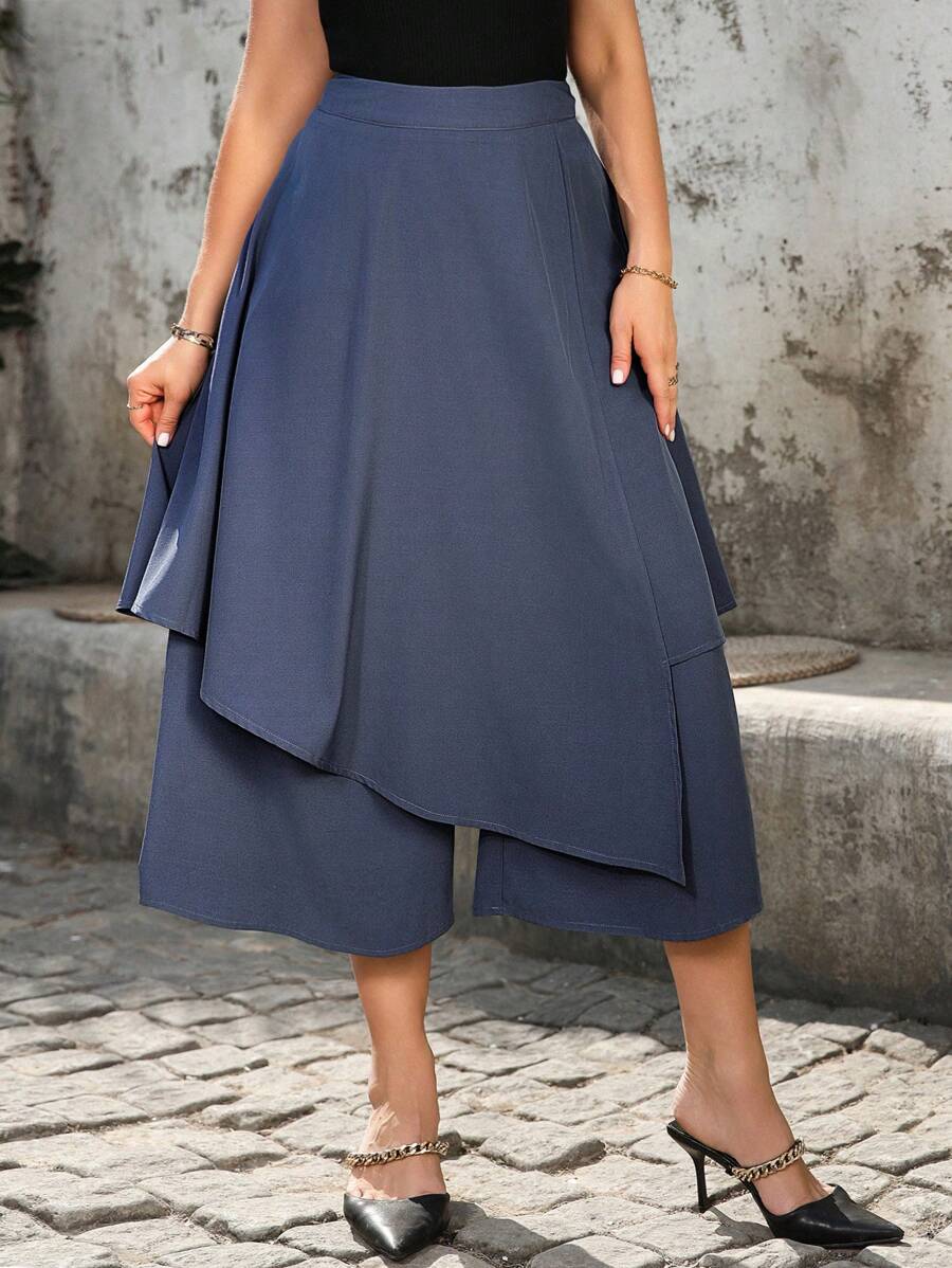 SHEIN LUNE Quần đi làm thời trang cá nhân hóa đa năng cỡ lớn cho nữ - Xám - Xem 1