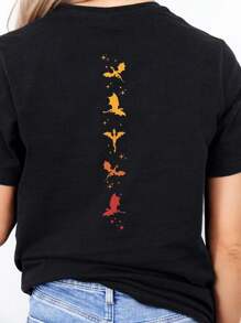 EMERY ROSE 罗恩模板第四翼丽贝卡·亚尔OS龙骑士T恤，适合春夏季，女款上衣