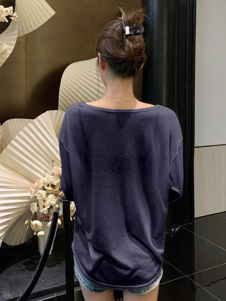 Women's Solid Color Simple Casual T-Shirt, Fashionable For Daily Wear Long Sleeve Women Tops Cover Ups For Swimwear