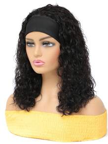 Water Wave Headband Wig Natural Black Color Wet and Wavy Unprocessed 
Virgin Human Hair Machine Made Wig 150% Density - Natural Black - View 8