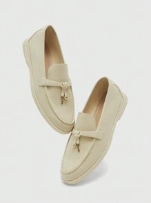 CUCCOO BIZCHIC Women's Solid Color Simple Casual Fashion Slip-On Shoes, For Daily Wear Spring Shoes Spring Break Easter - Beige - View 9