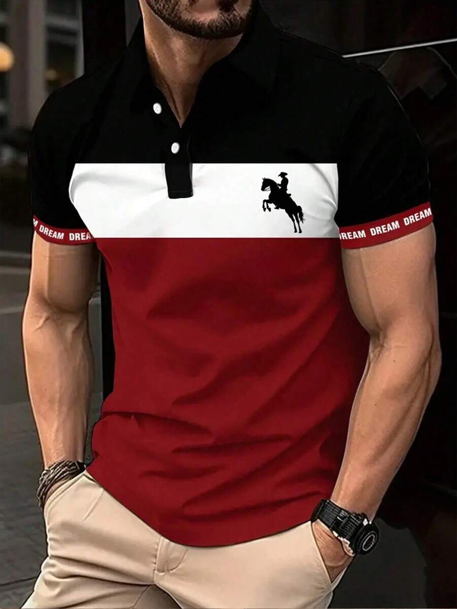 青少年男孩简约时尚休闲日常短袖 Polo 衫 - 彩色 - 查看 1