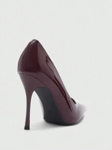CUCCOO BIZCHIC 女士纯色尖头简约高跟鞋，日常休闲穿着 - 酒紅色 - 查看 8