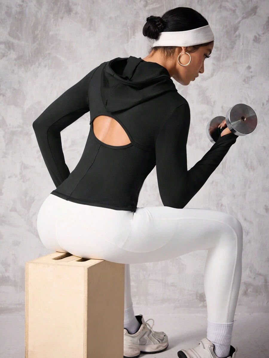 Form-Fitting Hoodie Sports T-Shirt For Running, Yoga, Fitness