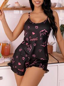 Snug Zone 2pcs/Set Women Heart Crown Pattern Pajamas Set Holiday Season - Multicolor - View 4